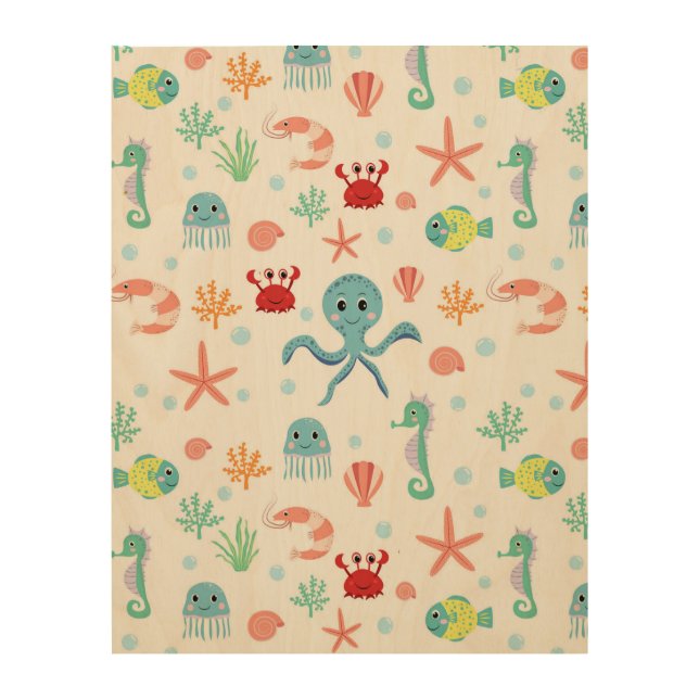 Sea World pattern Wood Wall Art (Front)