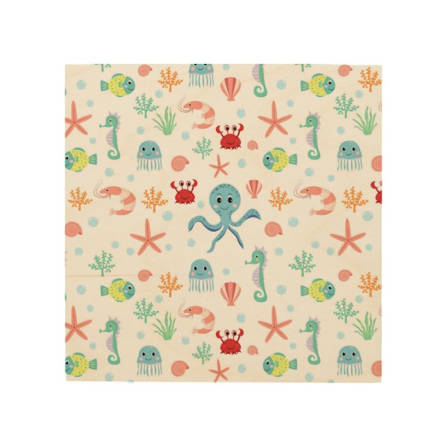 Sea World pattern Wood Wall Art (Front)