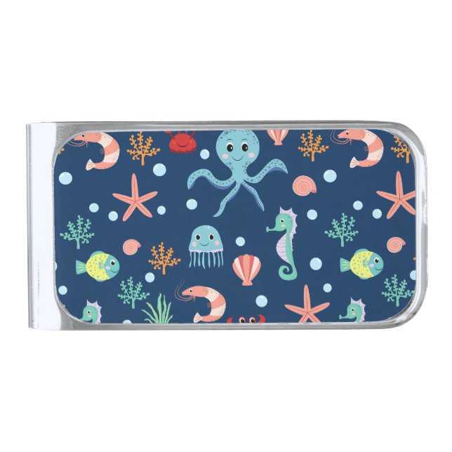 Sea World Silver Finish Money Clip (Front)
