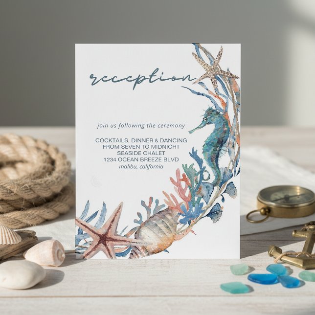 Sea Wreath | Beach Wedding Reception Enclosure Card (Creator Uploaded)
