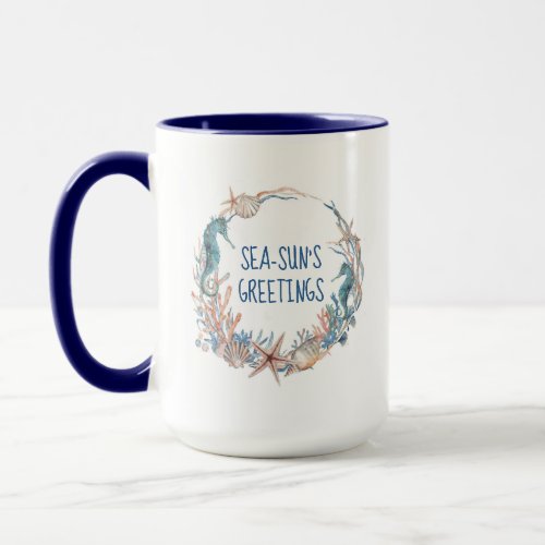 Sea Wreath Sea_Suns Greetings Seahorse Christmas Mug