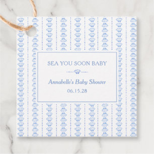 Sea You Soon Baby! Blue Coastal Beach Baby Shower Favor Tags