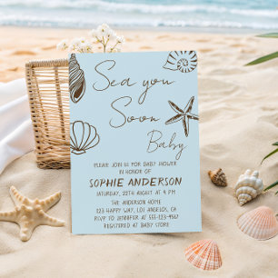 Sea You Soon Baby Boho Coastal Baby Shower  Invitation