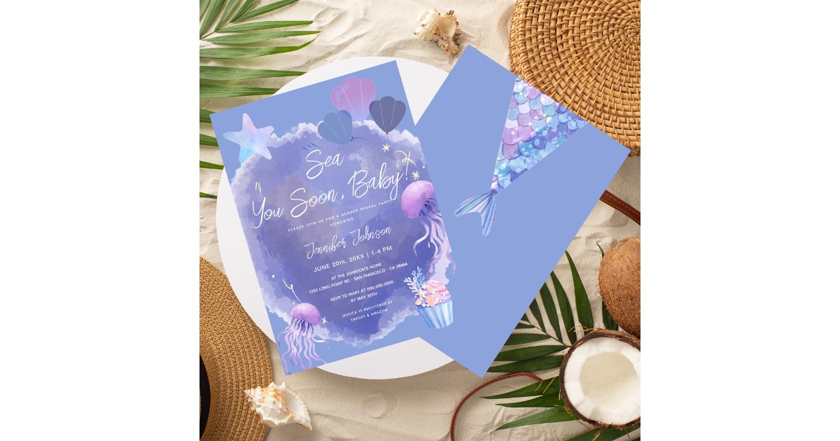 Sea You Soon Baby Boy Ocean Themed Baby Shower Invitation | Zazzle