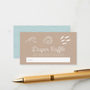 Sea You Soon Baby Brown Diaper Raffle Ticket Enclosure Card