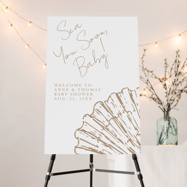 Sea You Soon Baby Chic Script Baby Shower Foam Board (In Situ (Stand))