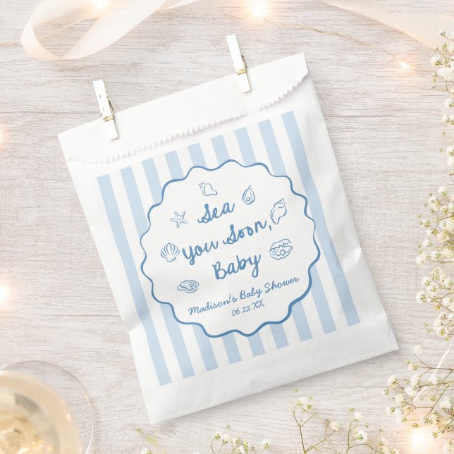 Sea You Soon Baby Coastal Baby Shower Favor Bag (Clipped)