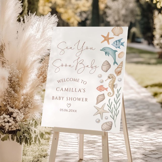 Sea You Soon Baby Coastal Baby Shower Foam Board (Creator Uploaded)
