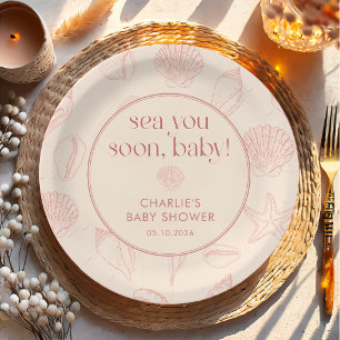 Sea You Soon Baby Coastal Baby Shower Paper Plates