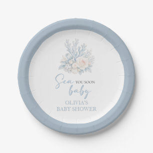 Sea you soon baby Coastal beach Baby Shower Paper Plates