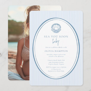Sea You Soon Baby Coastal Blue Photo Baby Shower  Invitation