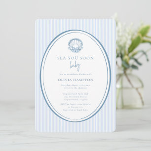 Sea You Soon Baby Coastal Blue Photo Baby Shower  Invitation