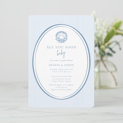 Sea You Soon Baby Coastal Couples Baby Shower  Invitation