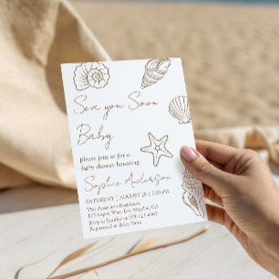 Sea You Soon Baby Coastal Seashell Baby Shower Invitation