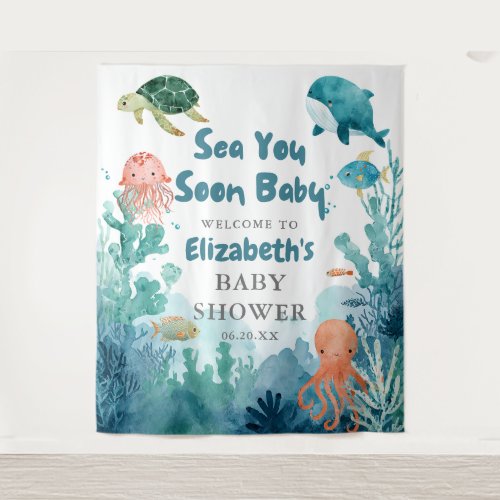 Sea You Soon Baby Cute Baby Shower Photo Backdrop