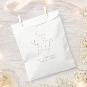 Sea You Soon Baby Elegant Calligraphy Baby Shower Favor Bag