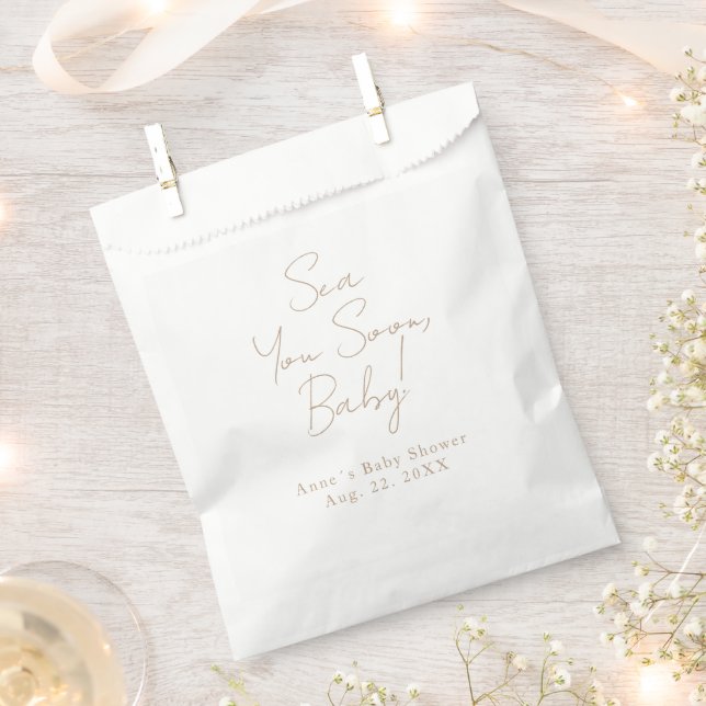Sea You Soon Baby Elegant Calligraphy Baby Shower Favor Bag (Clipped)