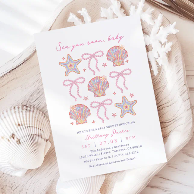 Sea You Soon Baby Girl Coastal Baby Shower Invitation | Zazzle