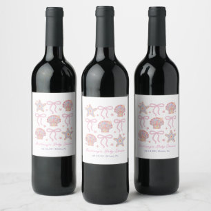 Sea You Soon Baby Girl Coastal Baby Shower  Wine Label