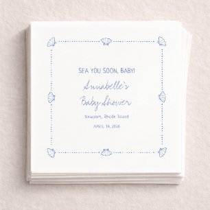 Sea You Soon Baby Hand Drawn Seashells Baby Shower Napkins