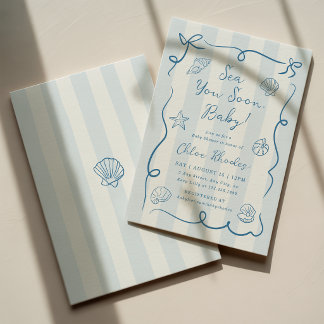 Sea You Soon Baby Invitation Coastal Baby Shower