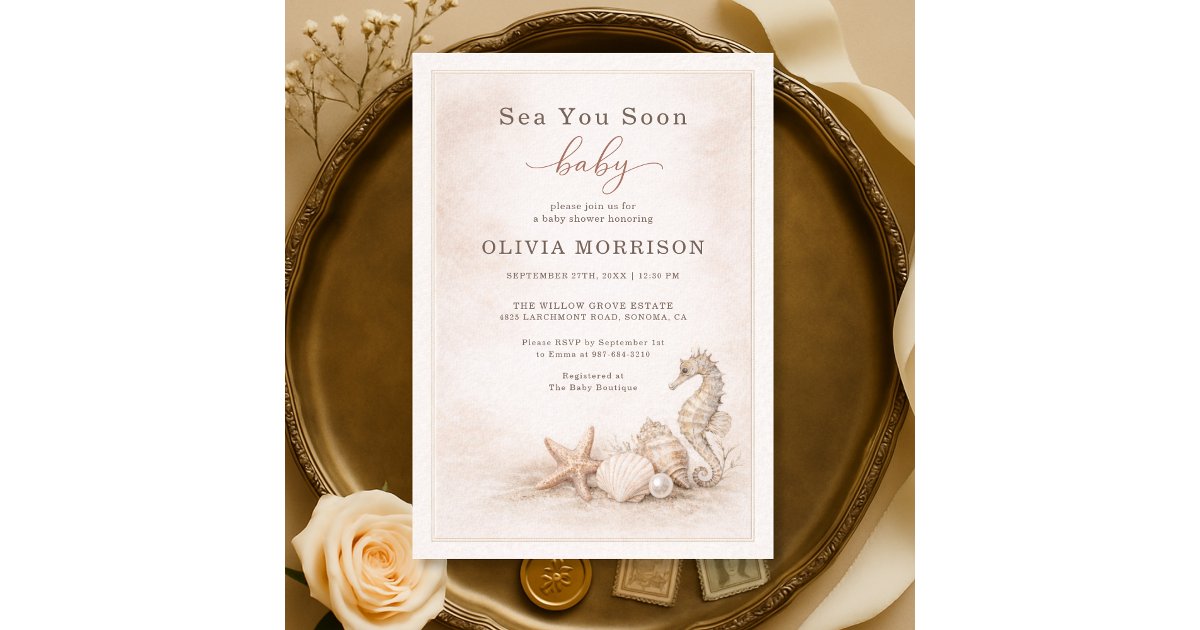 Sea You Soon Baby Ocean Baby Shower Invitation | Zazzle
