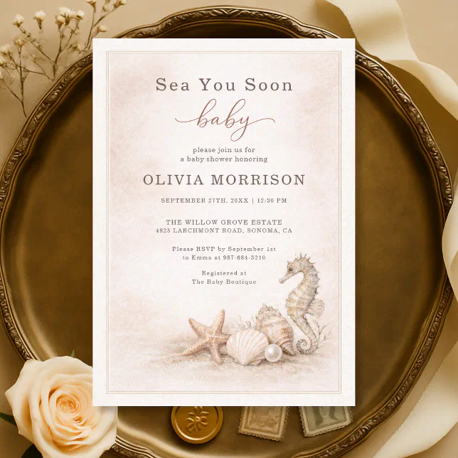 Sea You Soon Baby Ocean Baby Shower Invitation | Zazzle