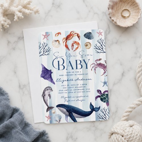 Sea You Soon Baby Sealife Baby Shower Invitation