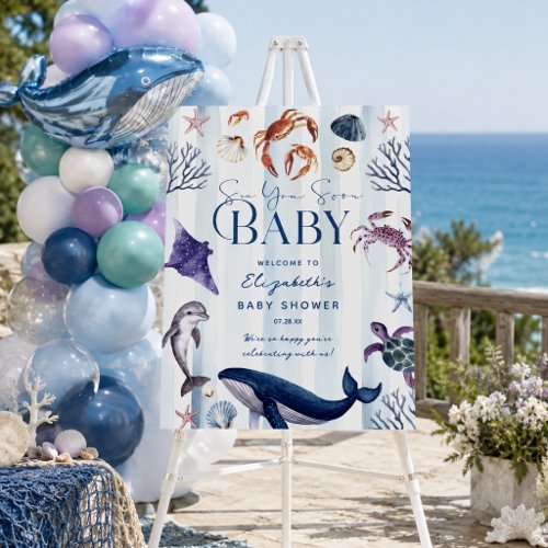 Sea You Soon Baby Sealife Baby Shower Welcome Sign
