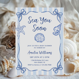 Sea You Soon, Baby Seashell Coastal Baby Shower Invitation