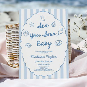 Sea You Soon, Baby Seashell Coastal Baby Shower Invitation