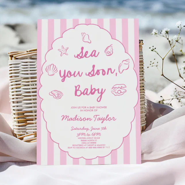 Sea You Soon, Baby Seashell Coastal Baby Shower Invitation | Zazzle