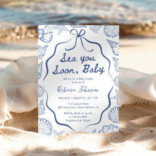 Sea You Soon, Baby Seashell Coastal Baby Shower Invitation