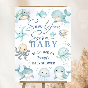 Sea You Soon Baby Shower Blue Ocean Welcome Foam Board