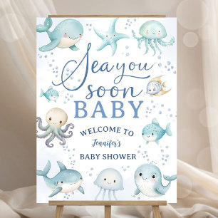Sea You Soon Baby Shower Boy Blue Ocean Welcome Foam Board