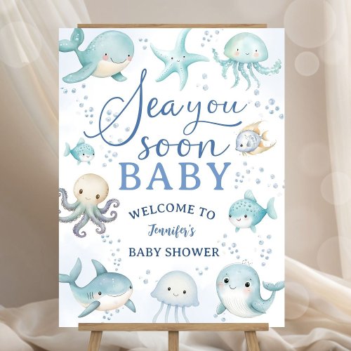 Sea You Soon Baby Shower Boy Blue Ocean Welcome