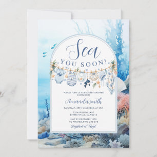 Sea You Soon Baby Shower Boy Nautical Ocean Invitation