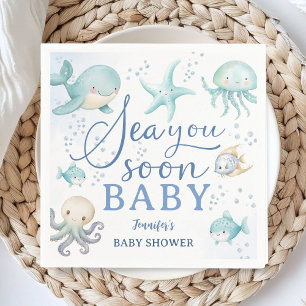 Sea You Soon Baby Shower Boy Ocean Paper Napkins