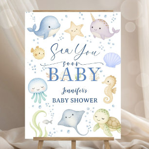 Sea You Soon Baby Shower Boy Ocean Welcome Foam Board