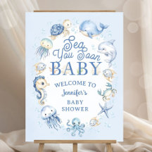 Sea You Soon Baby Shower Boy Ocean Welcome Sign