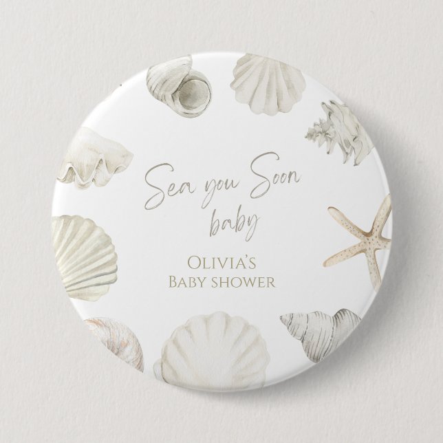 Sea you soon baby shower button (Front)