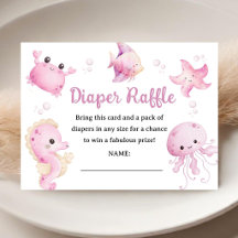 Sea You Soon Baby Shower Girl Pink Diaper Raffle