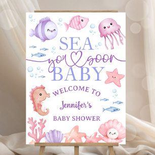 Sea You Soon Baby Shower Girl Pink Ocean Welcome Foam Board