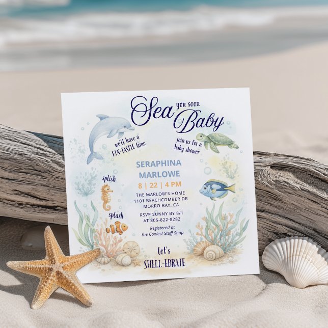 Sea You Soon Baby Shower Invitation (Creator Uploaded)
