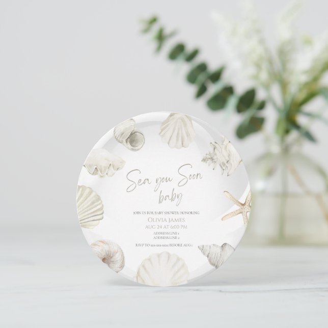 Sea you soon baby shower invitation (Standing Front)