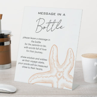 Sea You Soon Baby Shower Message in a Bottle Pedestal Sign