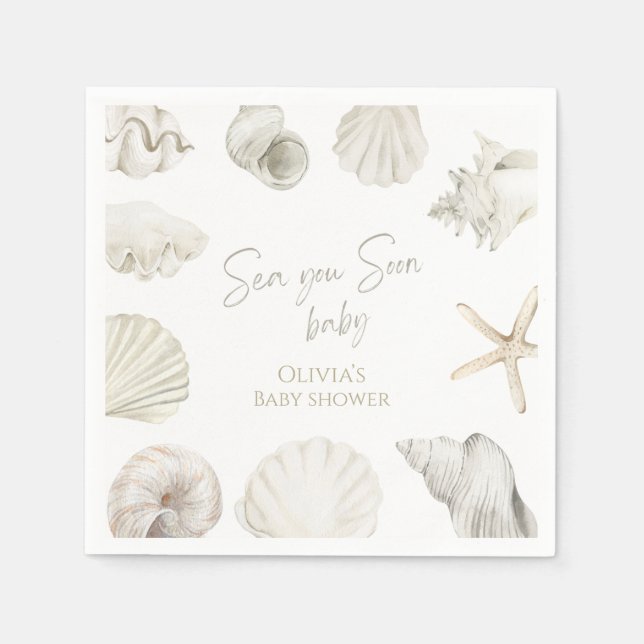Sea you soon baby shower napkins (Front)