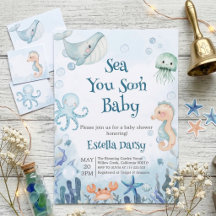 Sea You Soon Baby Shower Ocean Animals Baby Shower