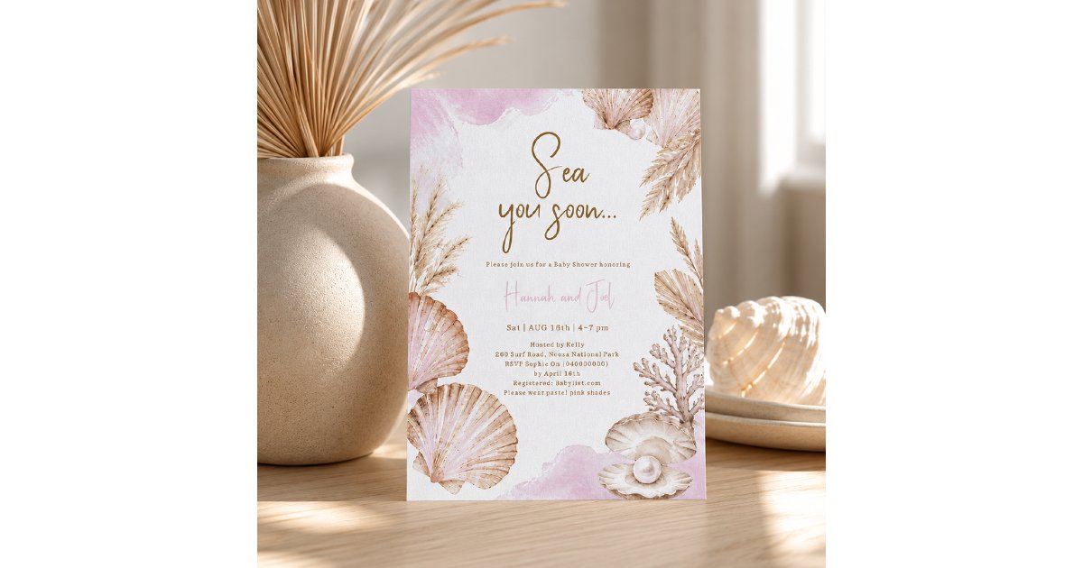 Sea You Soon Baby Shower, Ocean Baby Girl Invitation | Zazzle