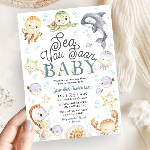 Sea You Soon Baby Shower Ocean Gender Neutral Invitation